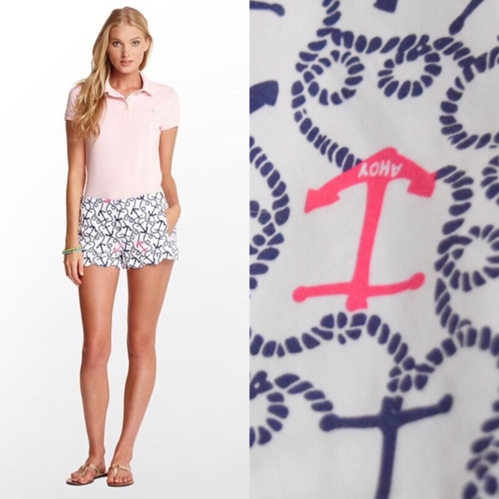 Lilly Pulitzer Shorts anchor nautical blue pink A’hoy pattern - Picture 4 of 5